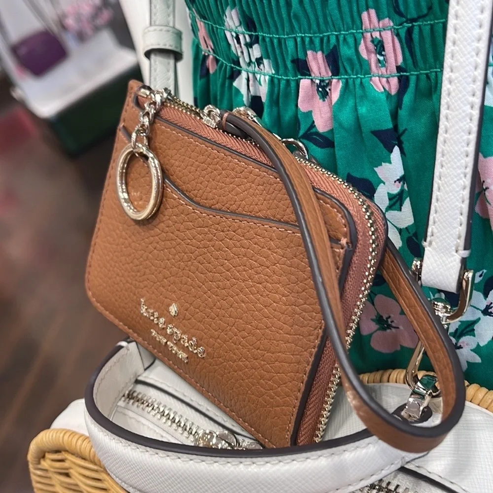 Kate Spade Leila Small Card Holder Wristlet WARM GINGERBREAD